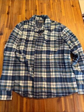 Signature Bean Signature Blue Plaid Flannel Shirt Jacket